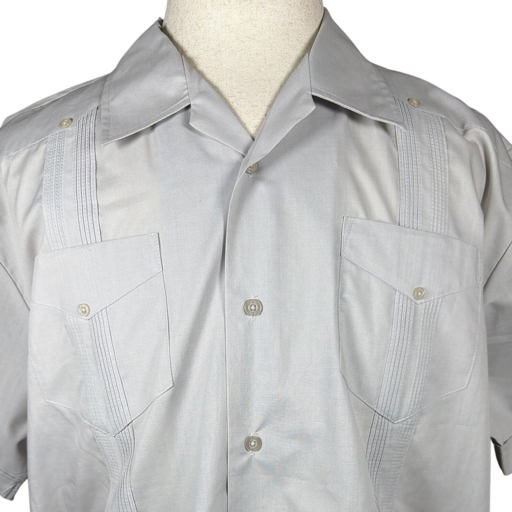 Contigo Mens Silver Grey Guayabera Short‎ Sleeve Button Down Shirt XL Y45WH301
